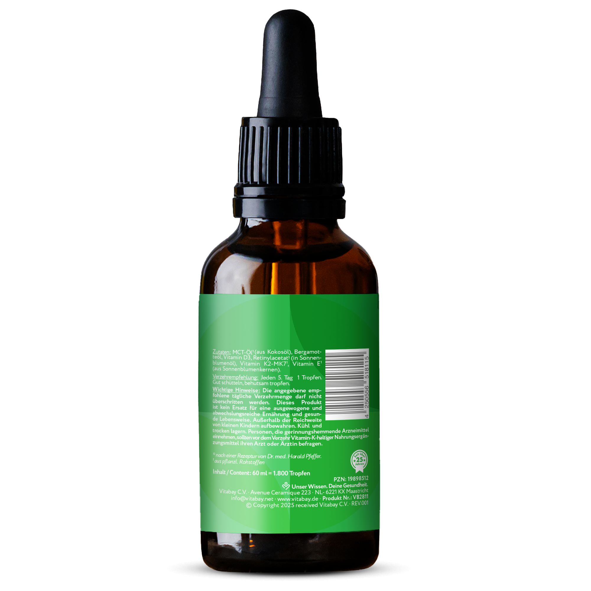 DEKA 5000 – Premium-Öl mit  Vitamin D3, K2, A & E - 60 ml / 1.800 Tropfen