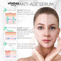 Anti-Age Serum - 14 x 2 ml gegen Hautalterung mit zweifach Hyaluron Komplex