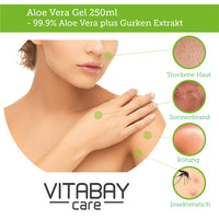 Aloe Vera Gel - 99.9% Aloe Vera plus Gurken Extrakt Feuchtigkeitsspendend - Hautberuhigend