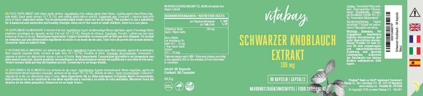 Schwarzer-Knoblauch-Extrakt 100 mg - 90 vegane Kapseln