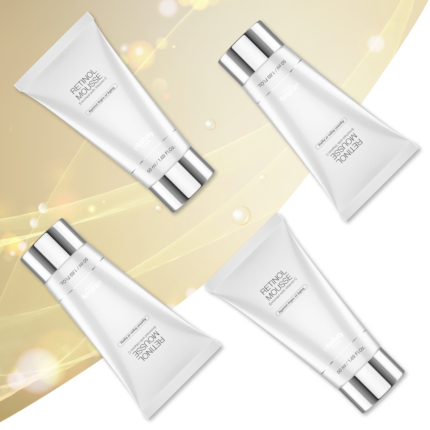 Retinol Mousse -Anti-Aging Tagescreme 50ml - mit OPC, Retinol, Vitamin C und Hyaluronsäure