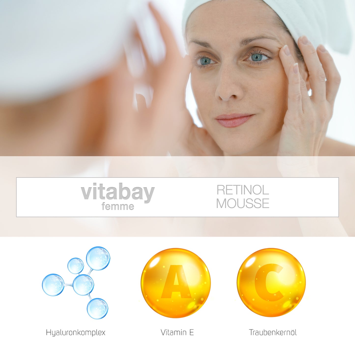 Retinol Mousse -Anti-Aging Tagescreme 50ml - mit OPC, Retinol, Vitamin C und Hyaluronsäure