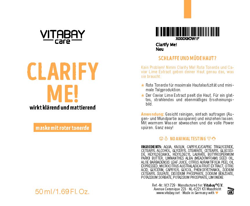 Clarify Me! Gesichtsmaske für glatte, strahlende Haut - Rote Tonerde & Caviar Lime - 50 ml