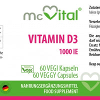 Vitamin D3 1000 I.E. - 60 vegane Kapseln