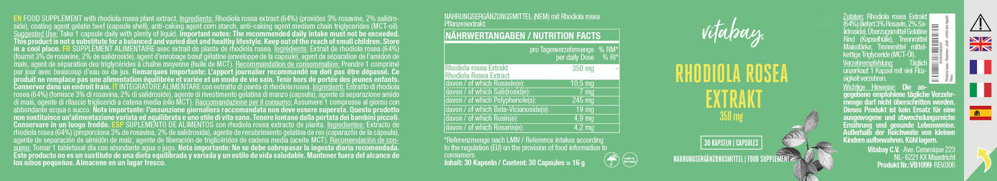 Rhodiola rosea 350 mg 30 Kapseln