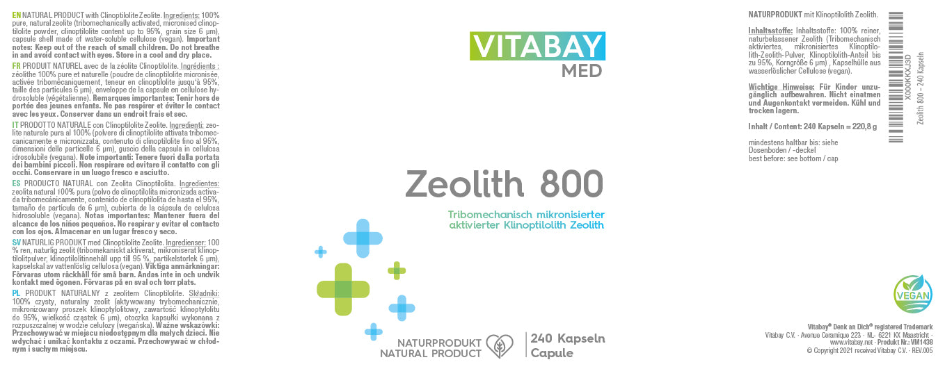 Zeolith 800 -  480 vegane Kapseln