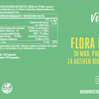 Flora Bifido Lacto+ 70 Mrd. biotische Bakterien aus 14 aktiven biotischen Bakterienstämmen- 120 vegane Kapseln