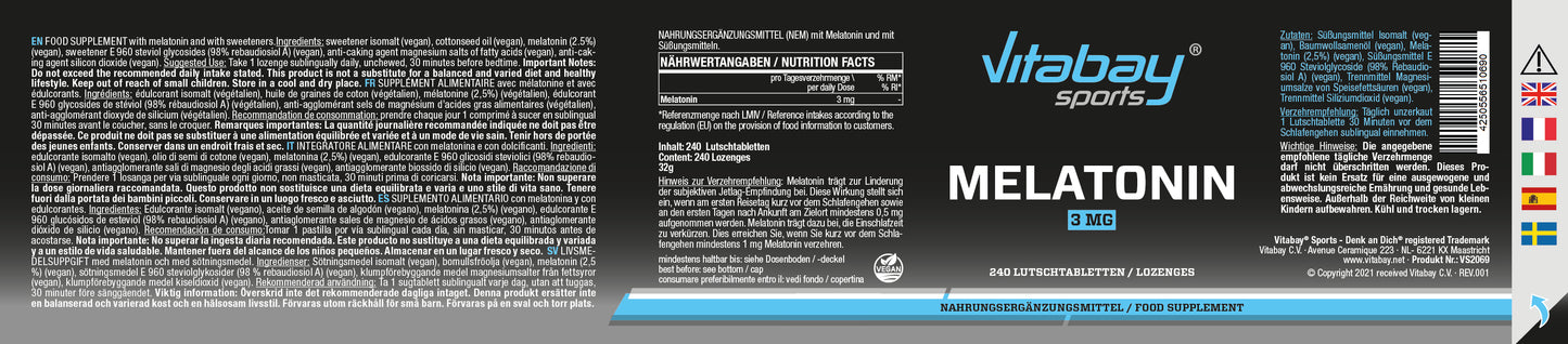 Melatonin 3mg - 240 vegane Lutschtabletten