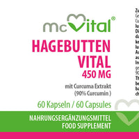Hagebutten Vital 450mg mit Curcuma Extrakt - 60 Kapseln