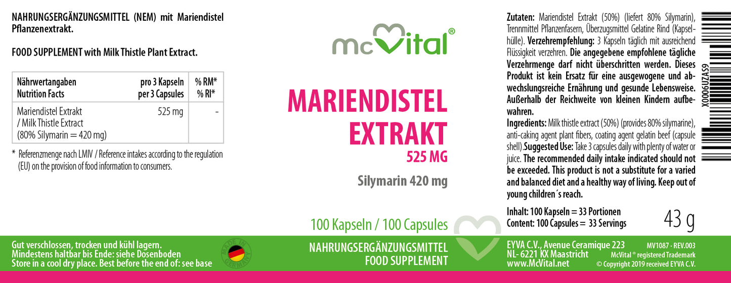 Mariendistel Extrakt 525mg 100 Stk.