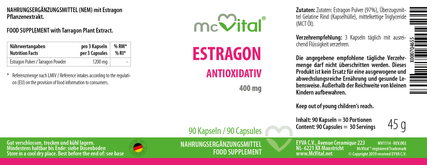 Estragon - Antioxidativ - 400 mg - 90 Kapseln