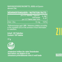 Zink Amino-Chelat 240 Portionen mit 15 mg Zink pro halbe Tablette 120 Tabletten