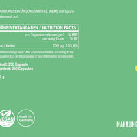 Jod 200 µg aus Kaliumiodid - 250 vegane Kapseln