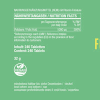 Folsäure - Folic Acid - 1000 mcg - 240 vegane Tabletten