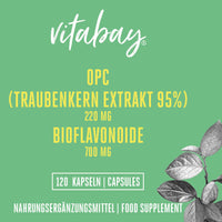 OPC 220 mg Traubenextrakt + 350mg Bioflavonoide 120 vegane Kapseln