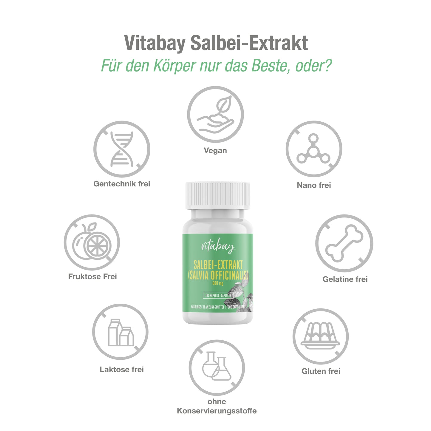 Salbei Extrakt  600 mg - 100 vegane Kapseln
