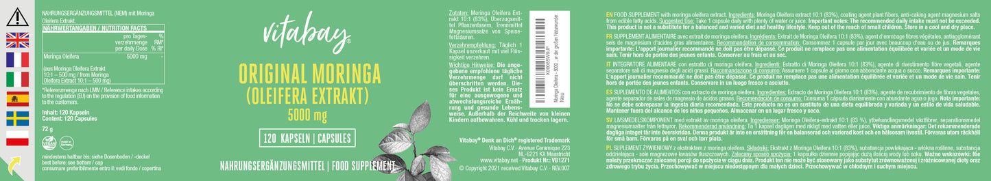 Original Moringa Oleifera 5000 mg pro Kapsel 120 Kapseln
