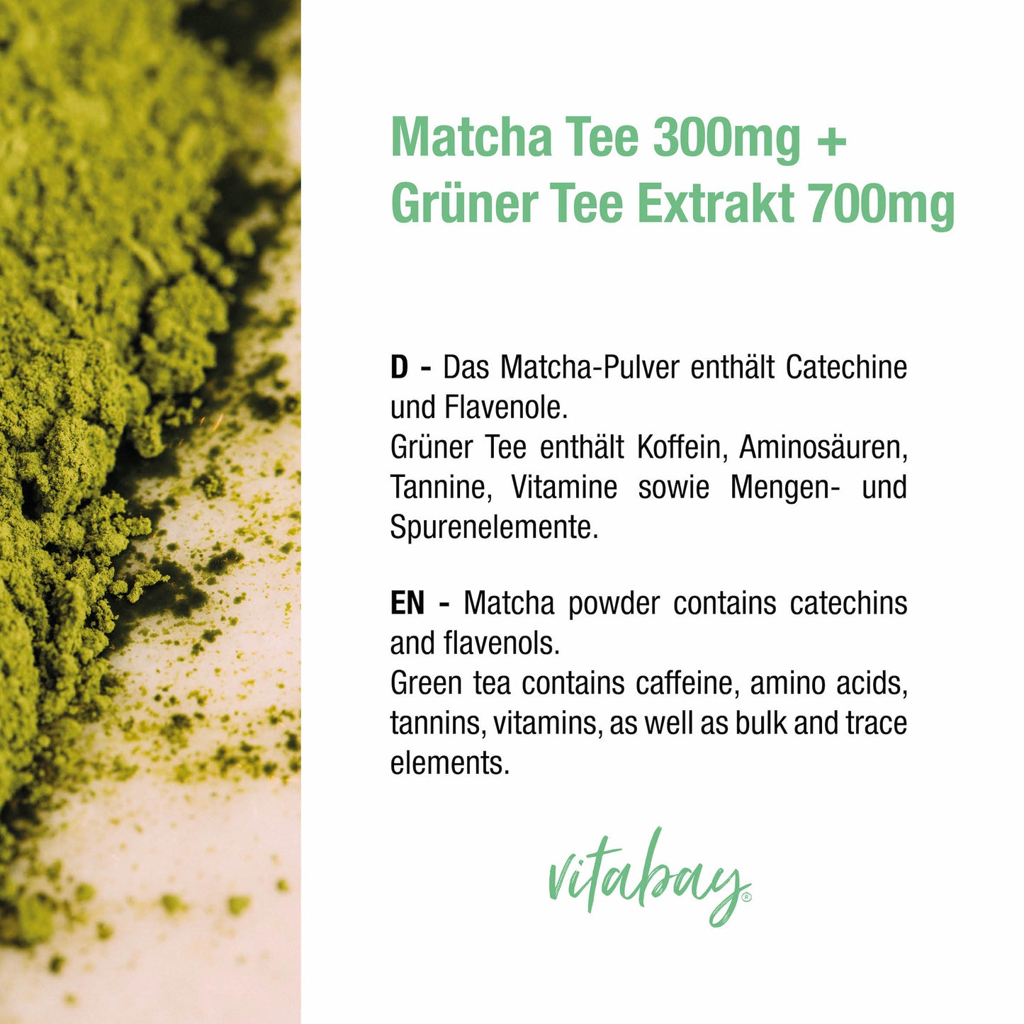 Matcha Tee + Grüner Tee Extrakt - 90 vegane Kapseln