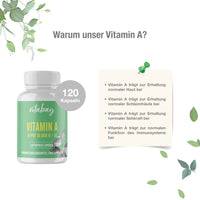 Vitamin A Depot 10.000 IE - 120 vegane Kapseln