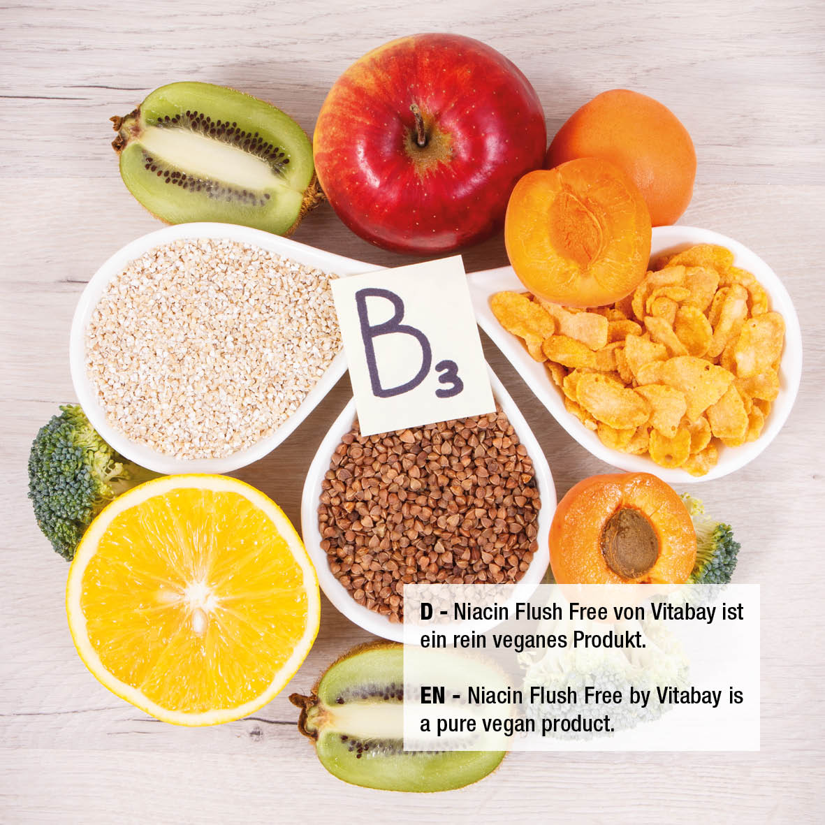 Vitamin B3 Niacin Flush free 500 mg 90 vegane Kapseln Vitabay