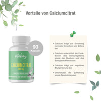Calciumcitrat / Kalziumcitrat 1000 mg - 90 vegane Kapseln