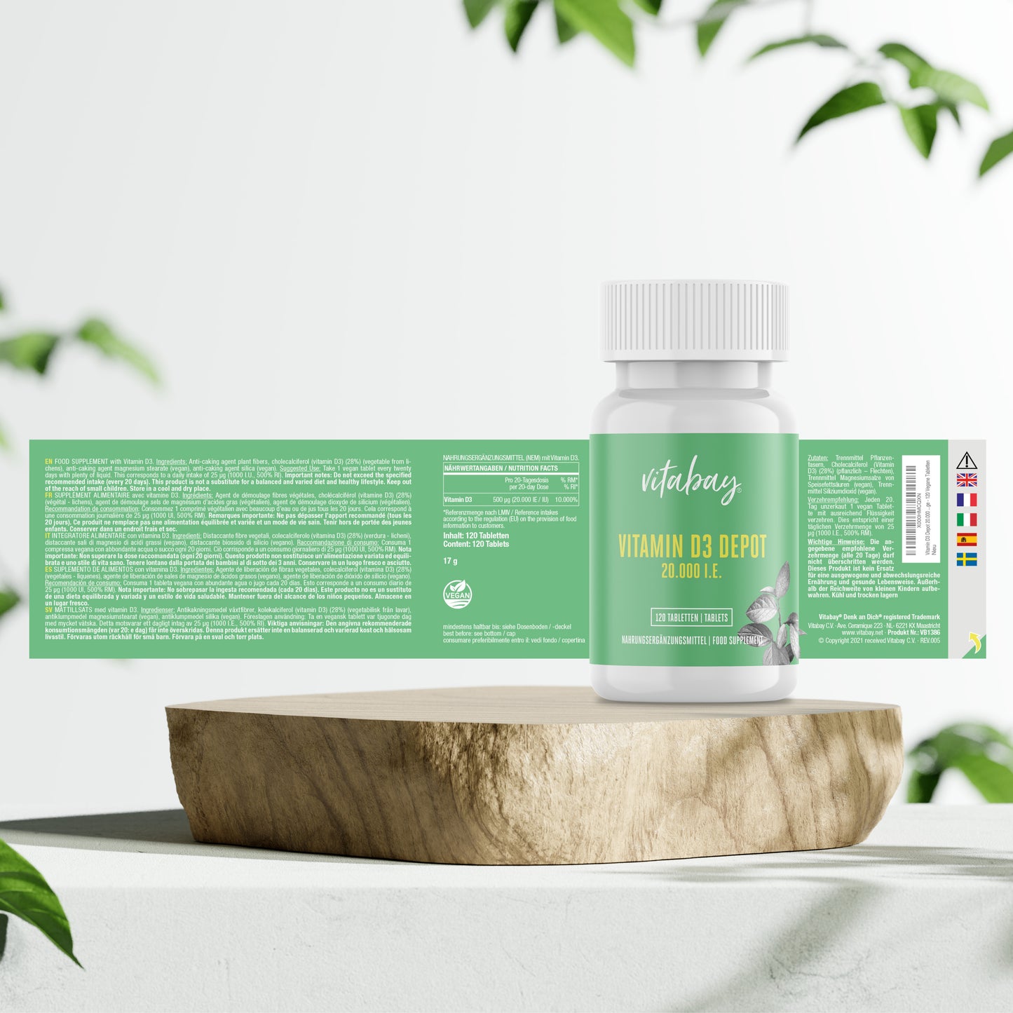 Vitamin D3 Depot 20.000 I.E. - 120 vegane Tabletten