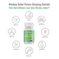 Roter Panax Ginseng Extrakt 600 mg -100 vegane Kapseln