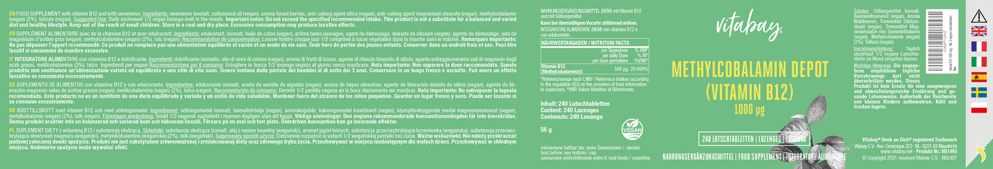 Vitamin B12 Depot 1000mcg - 240 Lutschtabletten