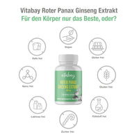 Roter Panax Ginseng Extrakt 600 mg  200 vegane Kapseln
