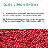 Cranberry Extrakt 10.000 mg  mit 10% PAC (Proanthocyanididen) - 90 vegane Kapseln