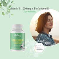 Vitamin C 1000mg + Bioflavonoide Zeitverzögerte Abgabe 500 Vegane Tabletten