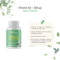 Vitamin K2 MK-7 200 µg - 365 vegane Tabletten