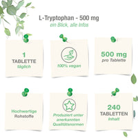 L-Tryptophan 500 mg - 240 vegane Tabletten