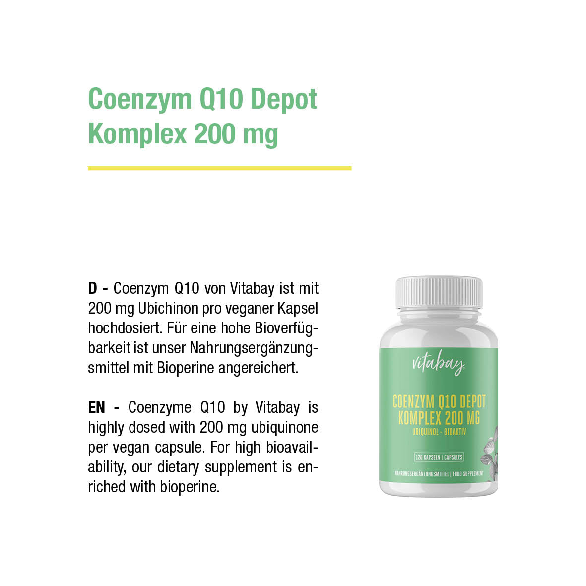 Coenzym Q10 Depot Komplex 200 mg - 120 vegane Kapseln