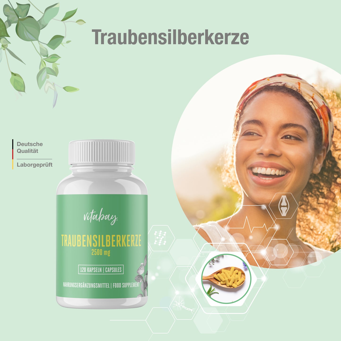 Traubensilberkerze Extrakt 2500 mg - 120 vegane Kapseln