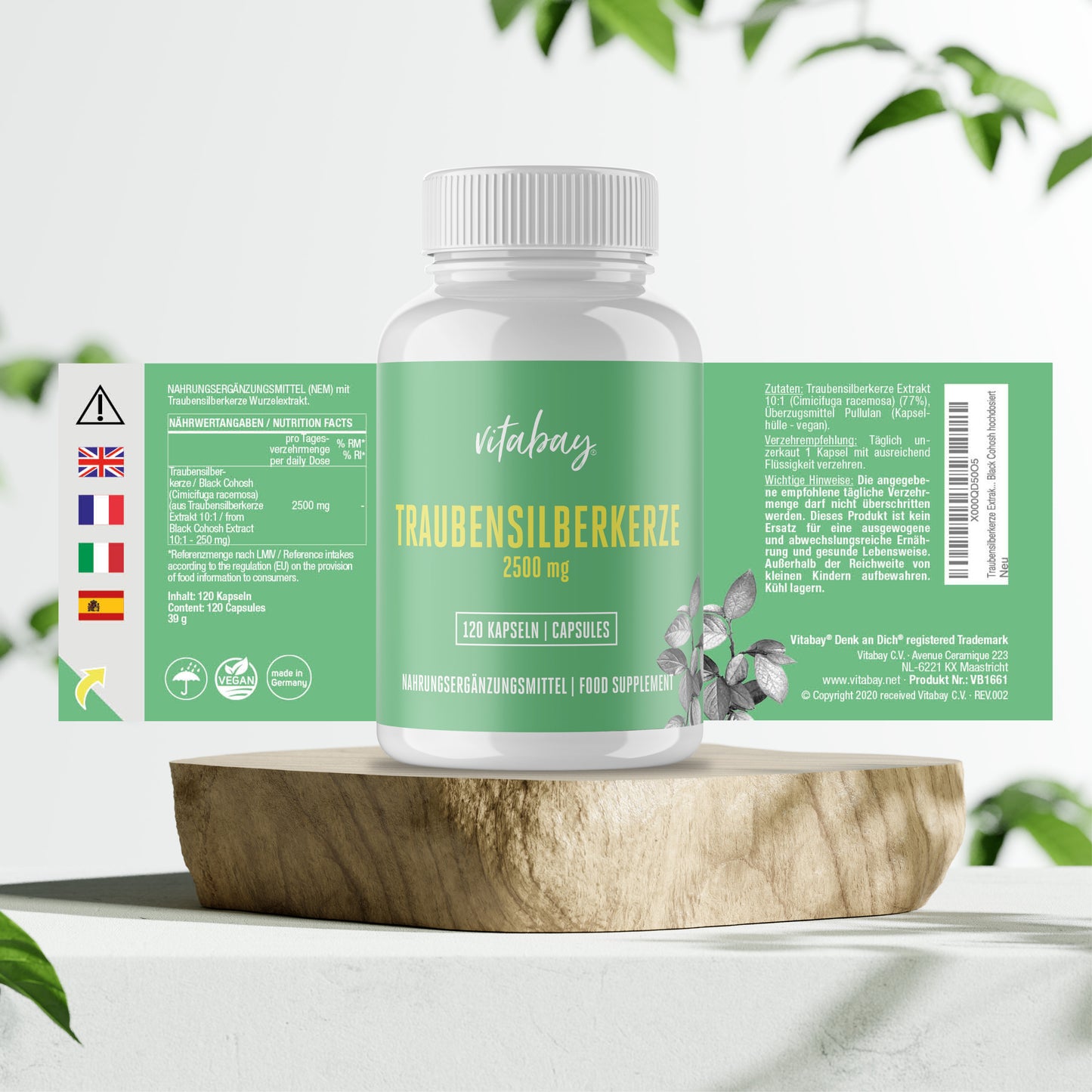 Traubensilberkerze Extrakt 2500 mg - 120 vegane Kapseln