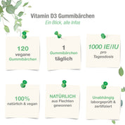 Vitamin D3 1000 IE/IU - 120 vegane Gummibärchen