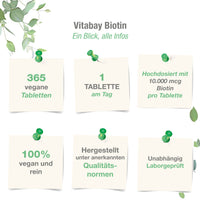 Biotin (Vitamin B7) 10.000 mcg  - 365 vegane Tabletten