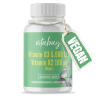 Vitamin D3 Depot 5000 IE + Vitamin K2 100mcg  - 180 vegane Tabletten