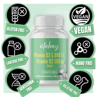 Vitamin D3 Depot 5000 IE + Vitamin K2 100mcg  - 180 vegane Tabletten