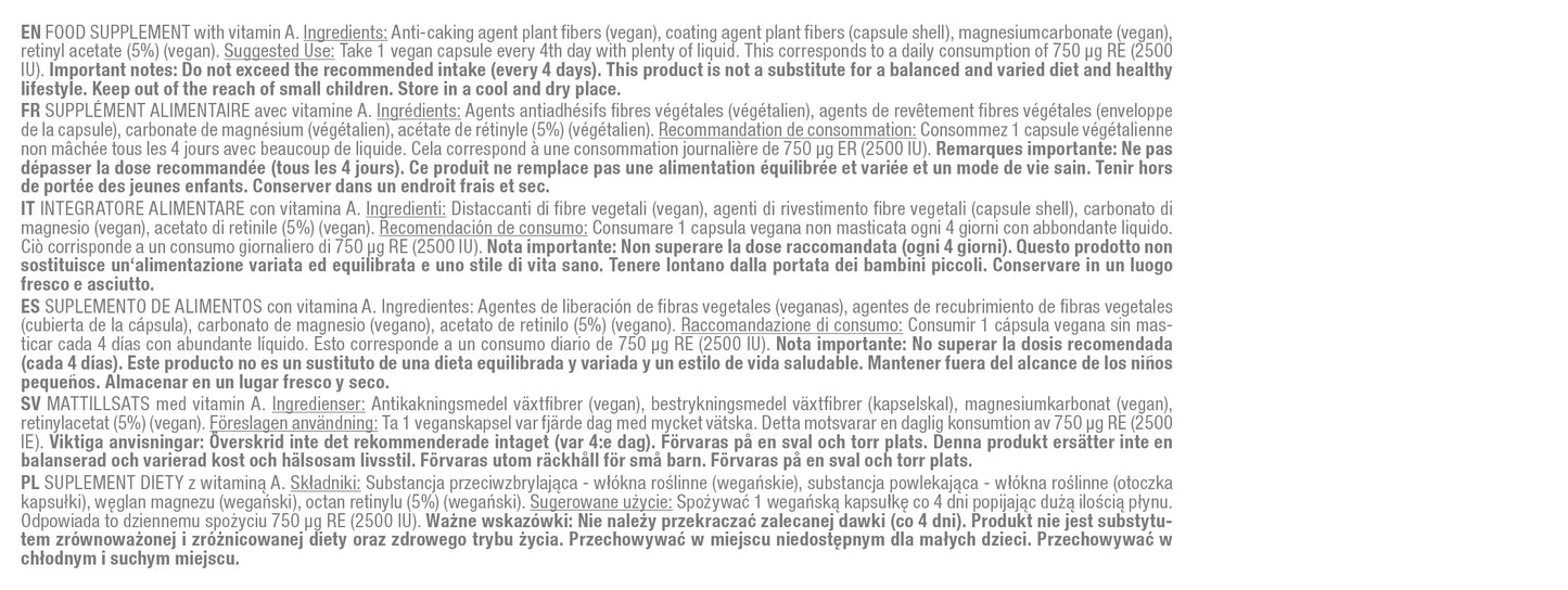 Vitamin A Depot 10.000 I.E. - 240 vegane Kapseln