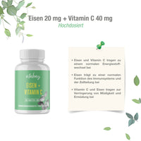 Eisen + Vitamin C - 365 vegane Tabletten