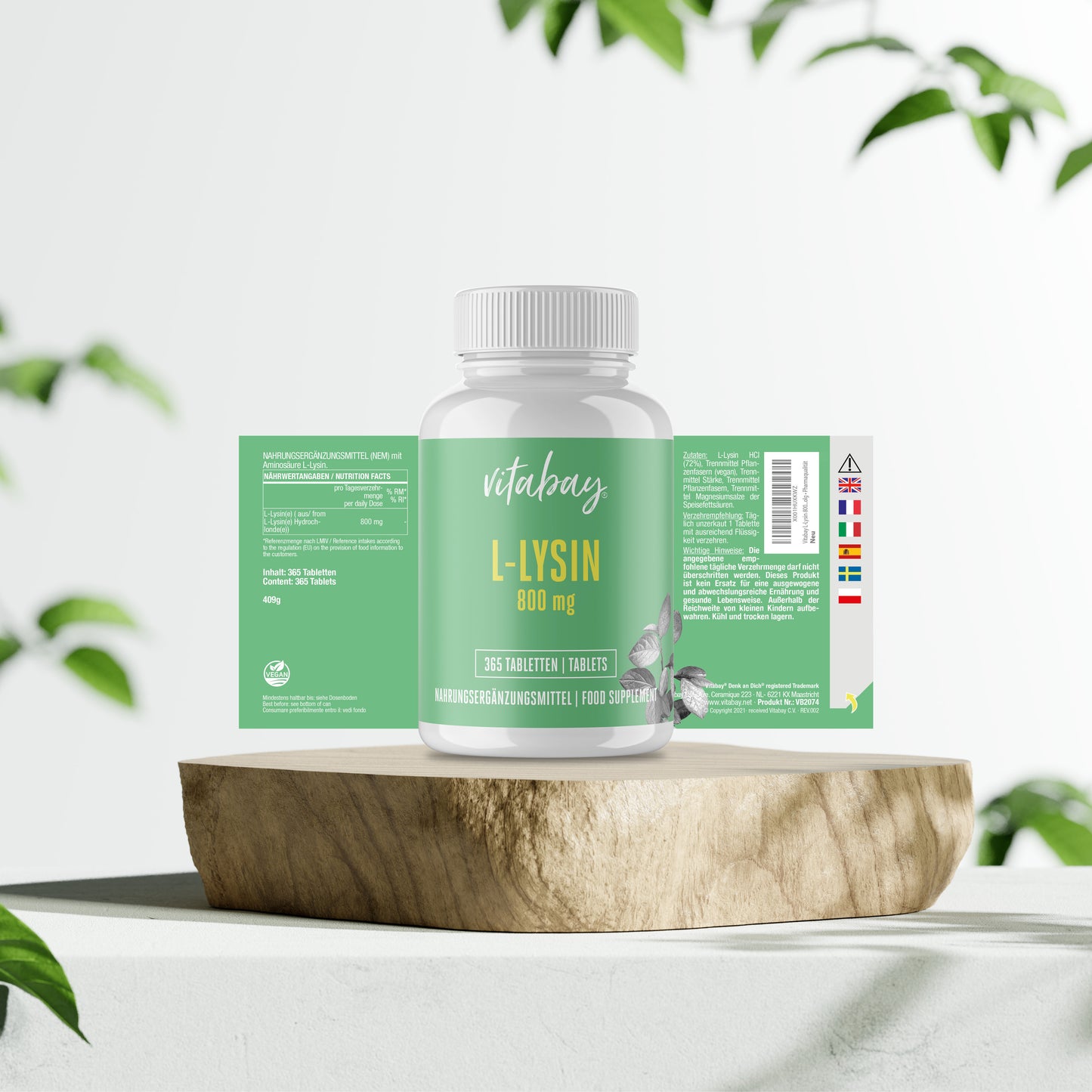 L-Lysin 800mg - 365 vegane Tabletten