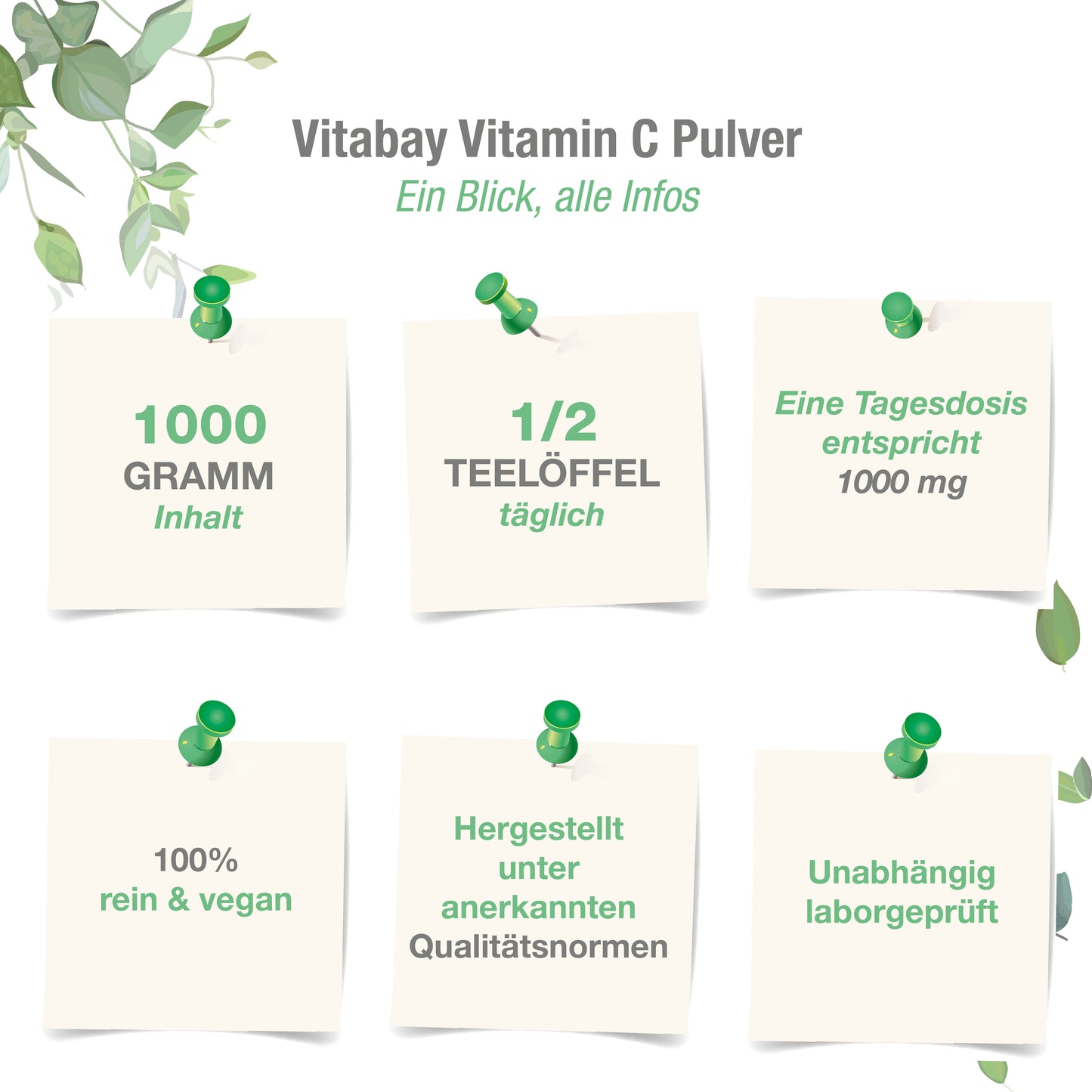 Vitamin C Pulver 1000 mg - 1000 g veganes Pulver