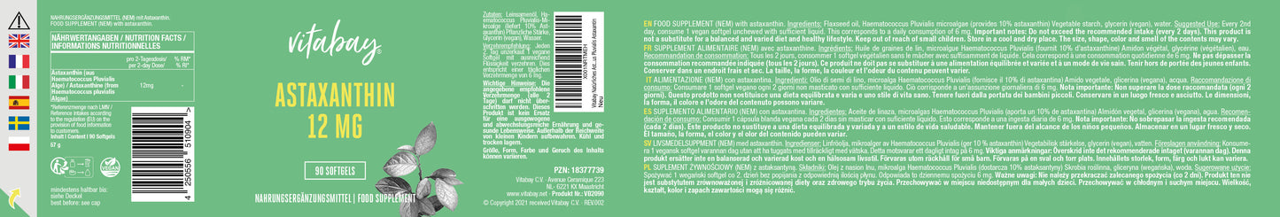 Astaxanthin 12 mg - 90 vegane Softgels