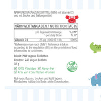 Vitamin D3 1000 IE - 240 vegane Lutschtabletten für Kinder