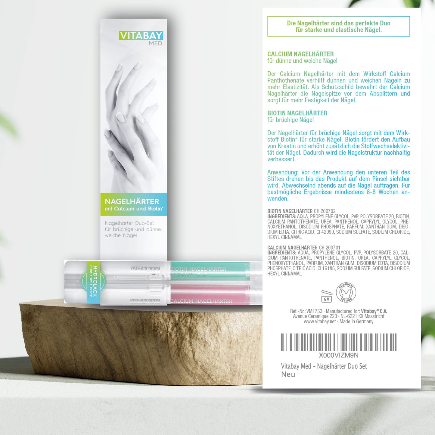 Nagelhärter Duo-Set 2 x 2 ml - mit Calcium und Biotin+ gegen brüchige, dünne, weiche Nägel